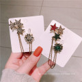 Euro American Vintage Star Alloy Rhinestone Brooch for Women Girl Coat Sweater Accessories Chain Badge Fashion Jewelry Handmade